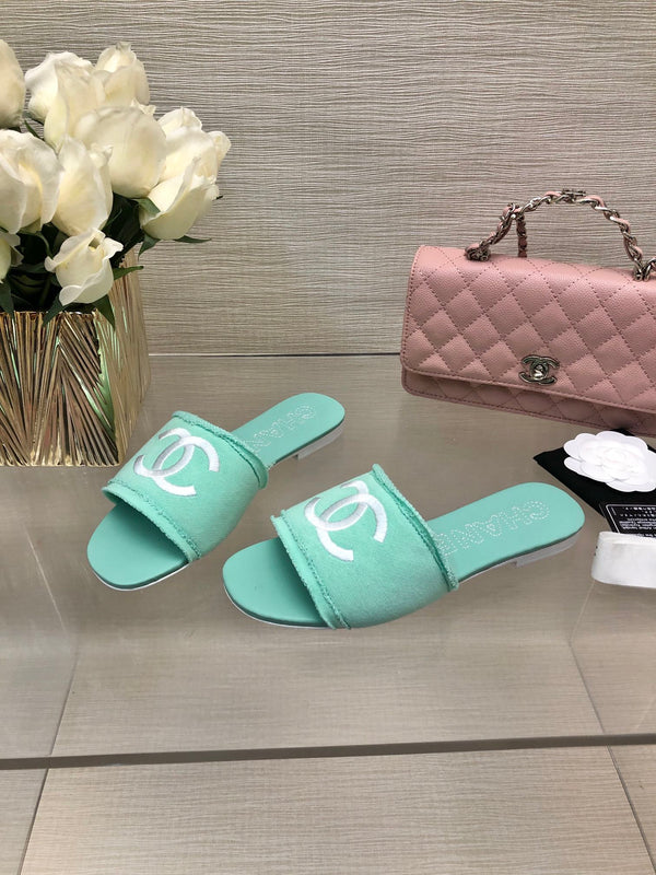 CC 25C Slippers Turquoise Fabric Material 212963