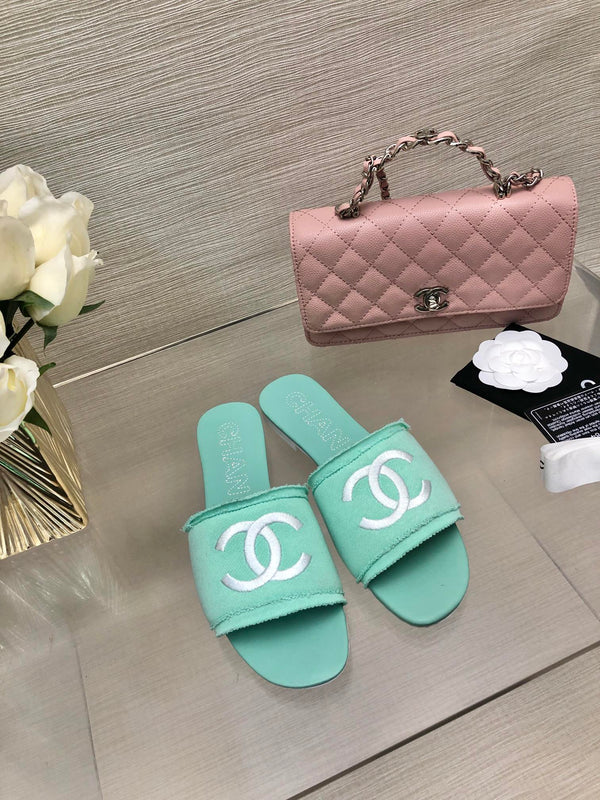 CC 25C Slippers Turquoise Fabric Material 212963