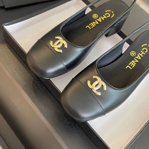 cc slingback 50 all black calfskin