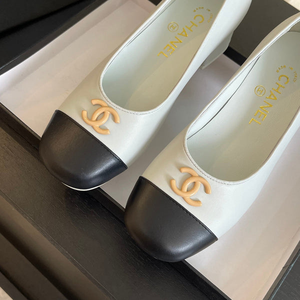 cc pump 50 white black calfskin