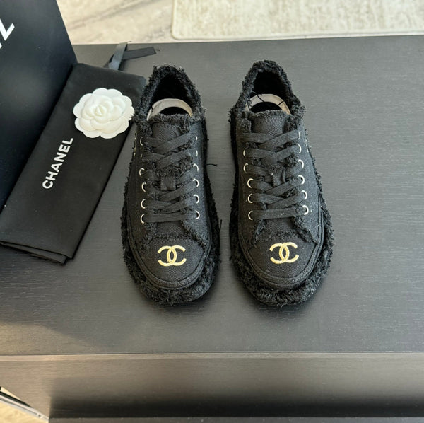 cc low sneaker black denim embroidery canvas