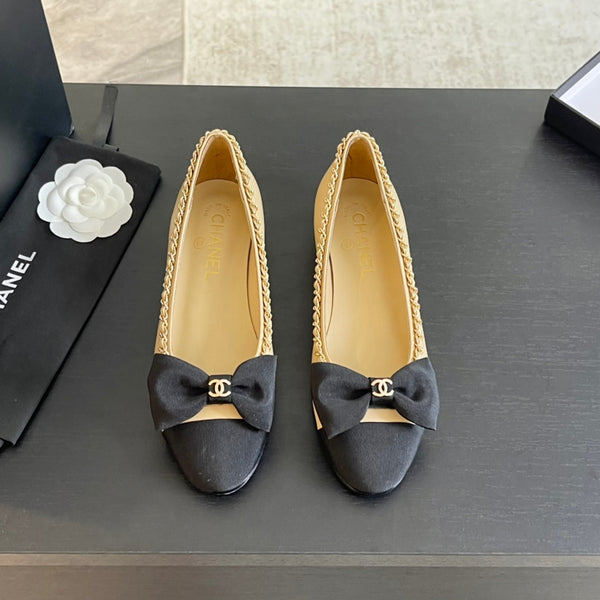 BALLERINA BEIGE CREMA PELLE DI VITELLO E TESSUTO