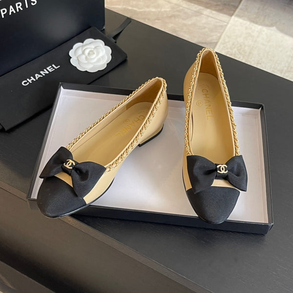 BALLERINA BEIGE CREMA PELLE DI VITELLO E TESSUTO