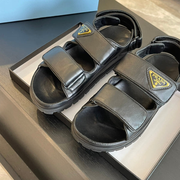 SANDALI PRA FLAT IN NAPPA AGNELLO NERO