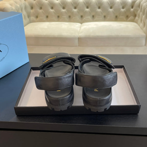 SANDALI PRA FLAT IN NAPPA AGNELLO NERO