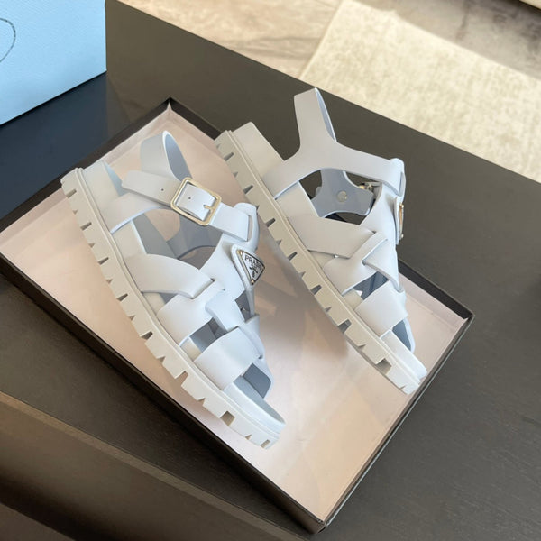 PRA CRISSCROSS RUBBER SANDALS PASTEL SKY CALFSKIN