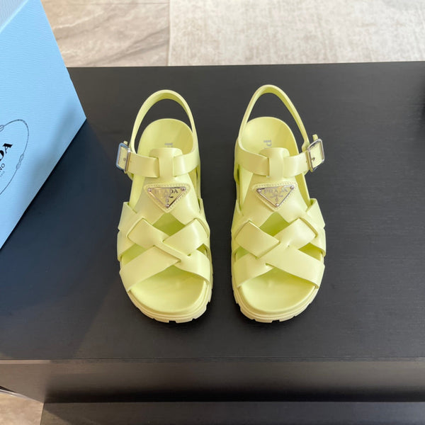 PRA CRISSCROSS RUBBER SANDALS LIME CALFSKIN