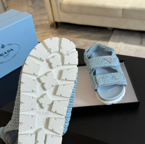 SANDALI PRA ALL'UNCINETTO IN PELLE DI VITELLO CIELO