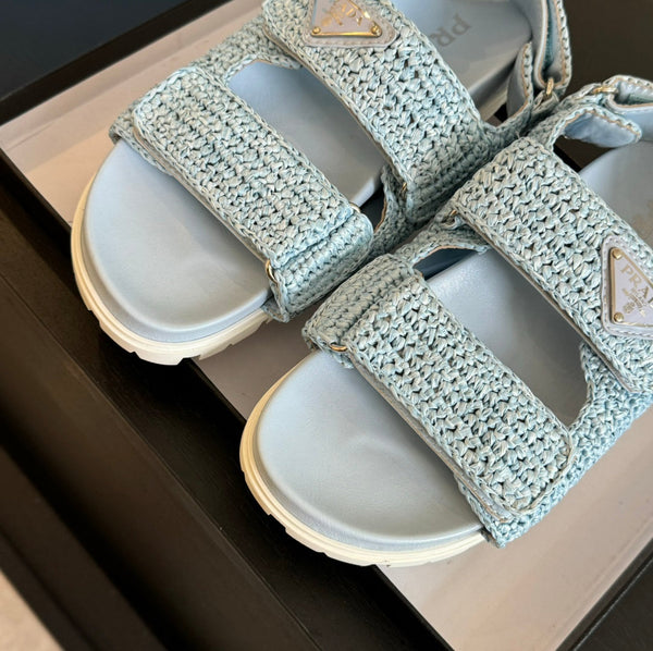 SANDALI PRA ALL'UNCINETTO IN PELLE DI VITELLO CIELO