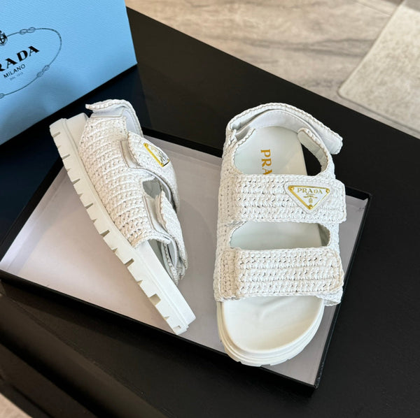 SANDALI PRA ALL'UNCINETTO IN PELLE DI VITELLO BIANCA