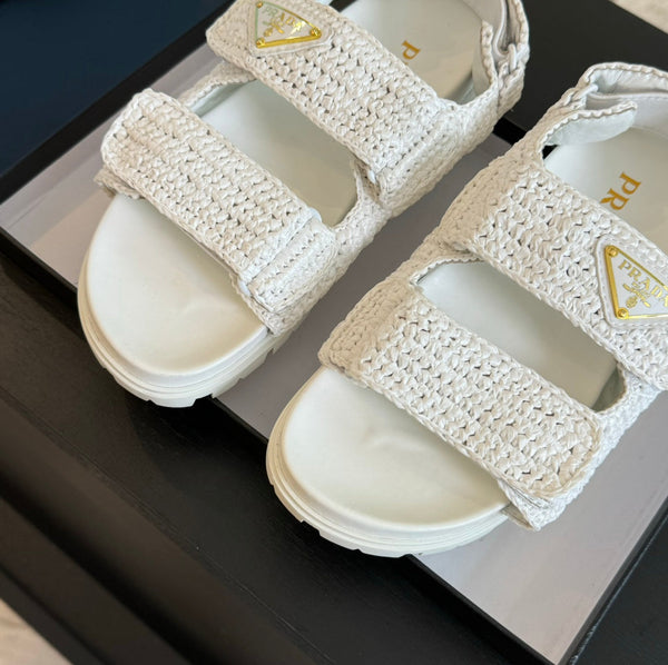 SANDALI PRA ALL'UNCINETTO IN PELLE DI VITELLO BIANCA