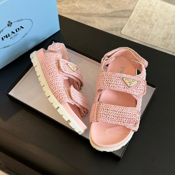 SANDALI PRA ALL'UNCINETTO IN PELLE DI VITELLO ROSA CHIARO