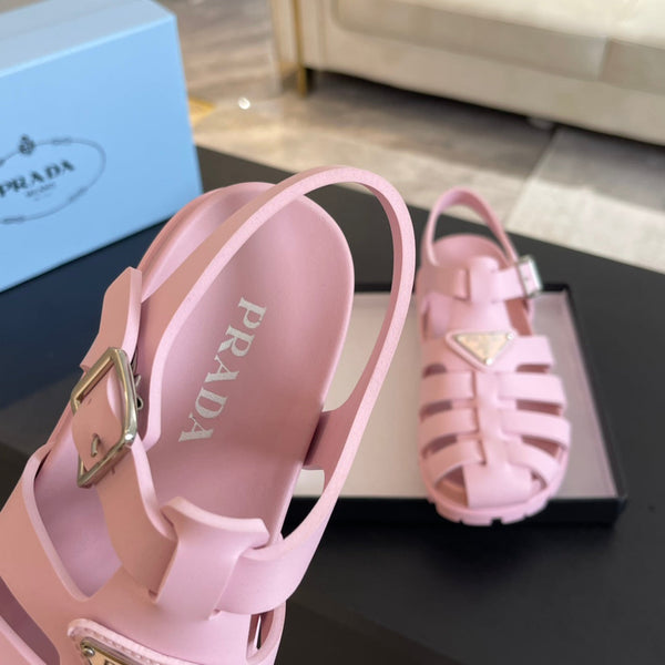 SANDALI DA PESCATORE IN GOMMA PRA IN PELLE DI VITELLO ROSA CHIARO