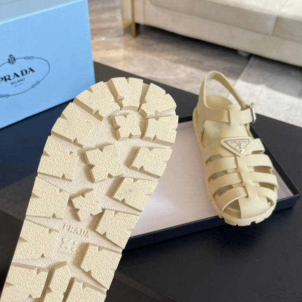 SANDALI DA PESCATORE IN GOMMA PRA IN PELLE DI VITELLO BEIGE