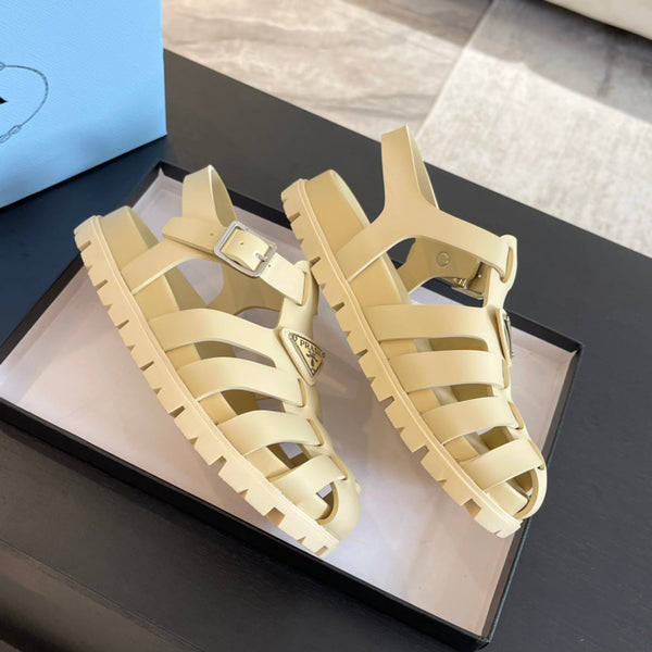 SANDALI DA PESCATORE IN GOMMA PRA IN PELLE DI VITELLO BEIGE