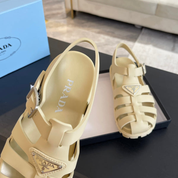 SANDALI DA PESCATORE IN GOMMA PRA IN PELLE DI VITELLO BEIGE