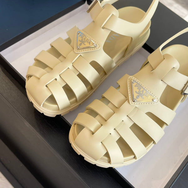 SANDALI DA PESCATORE IN GOMMA PRA IN PELLE DI VITELLO BEIGE