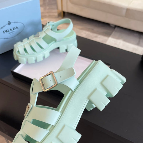PRA RUBBER MONOLITH SANDALS MINT CALFSKIN