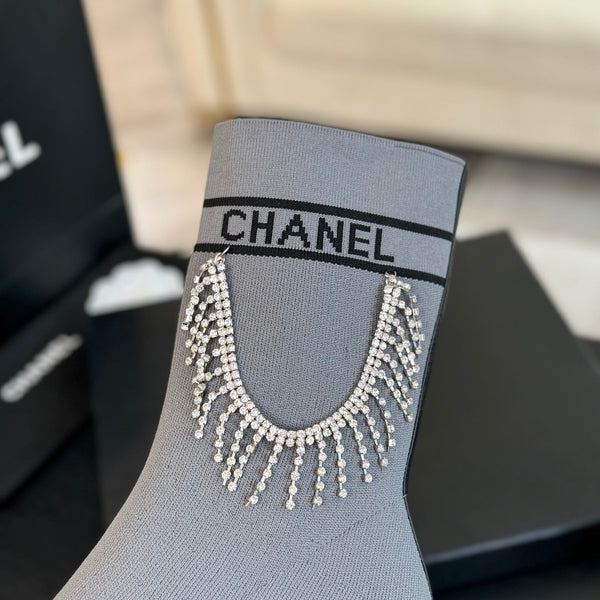 CC Ankle Boots Grey Wool And Lambskin