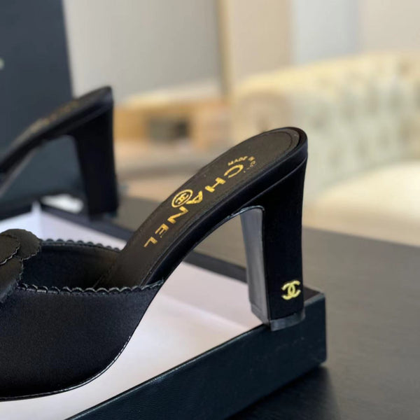 CC Mules 80mm Black Matte Fabric