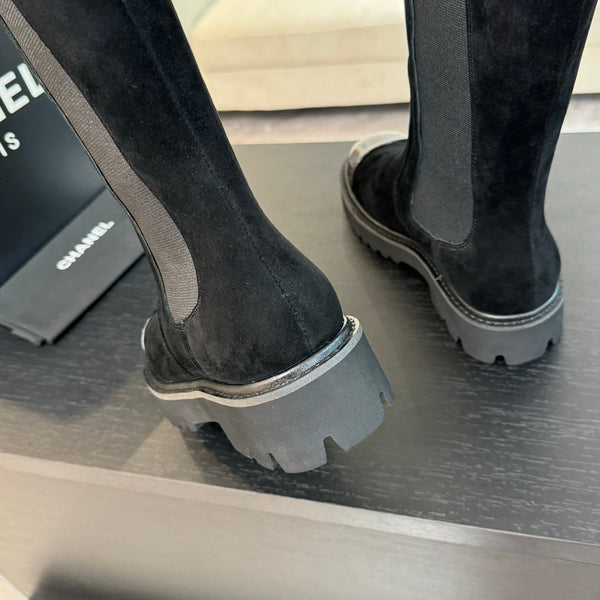 CC Chelsea High Boots Black Suede And Cowhide