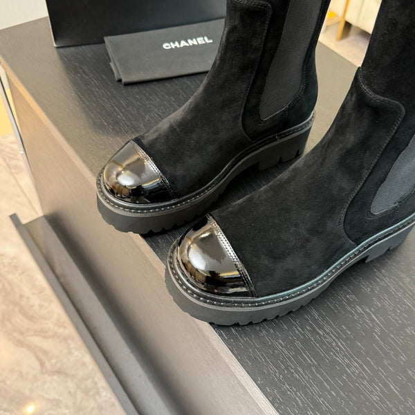 CC Chelsea High Boots Black Suede And Cowhide