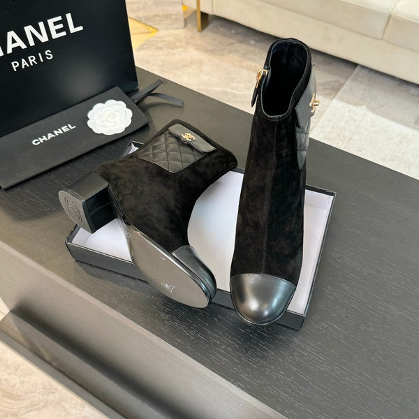 CC Ankle Boots 50mm Black Suede And Lambskin