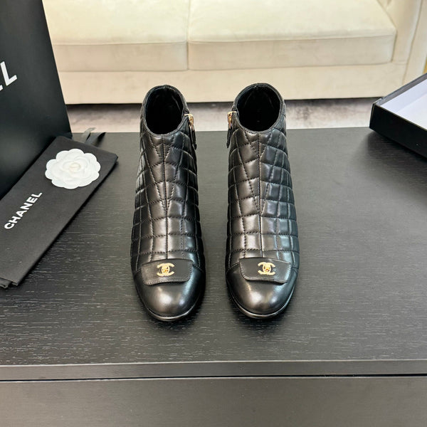 CC Ankle Boots 50mm Black Quilted Lambskin