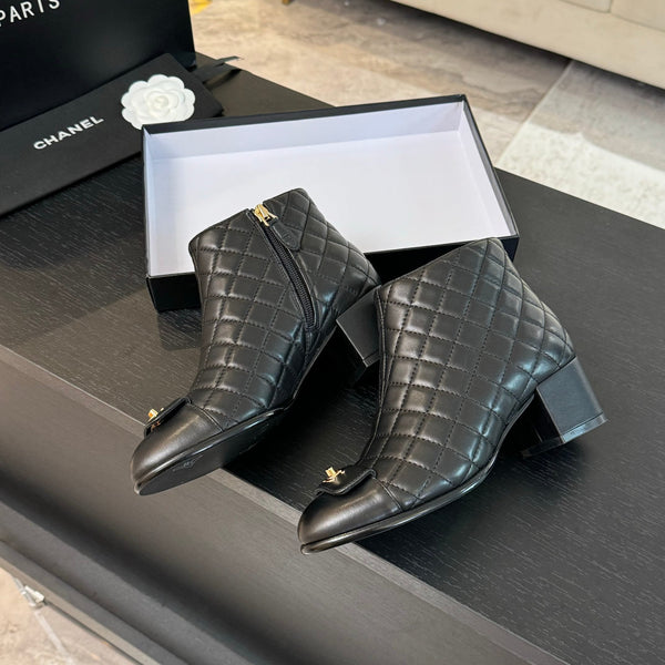 CC Ankle Boots 50mm Black Quilted Lambskin