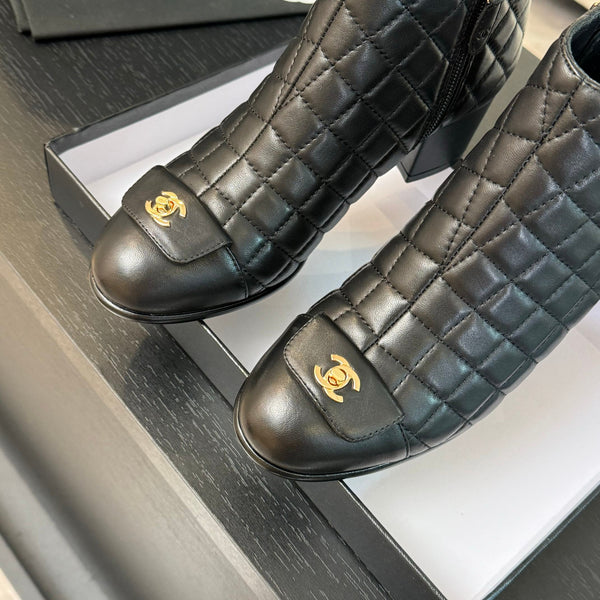 CC Ankle Boots 50mm Black Quilted Lambskin