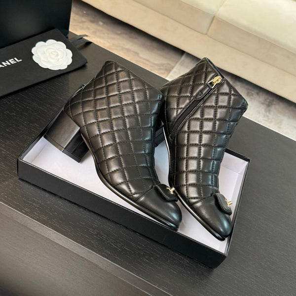 CC Ankle Boots 50mm Black Quilted Lambskin