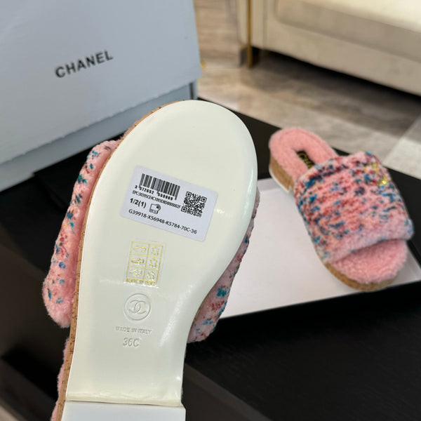 CC Slippers Pink Mix Blue Red Fleece Wool