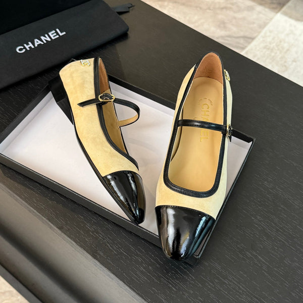 CC Mary Jane Black Beige Suede