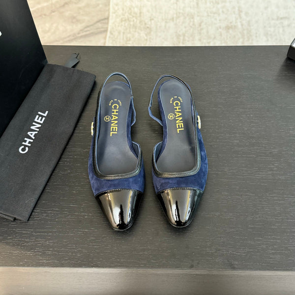 CC Slingback Black Drak Blue Suede