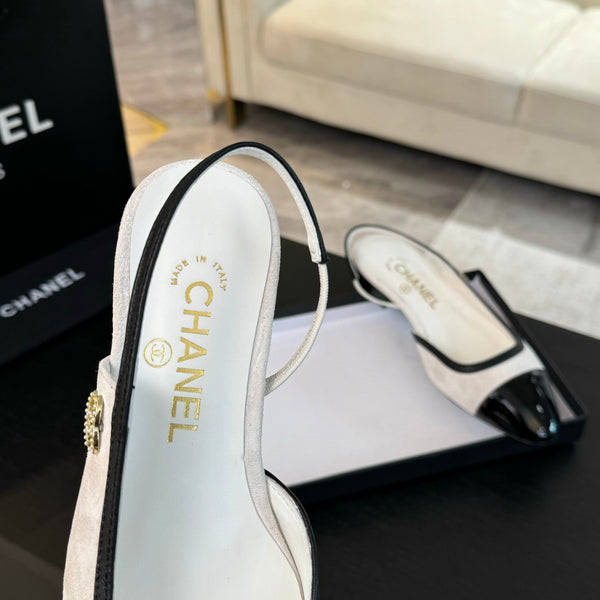 CC Slingback White Black Suede