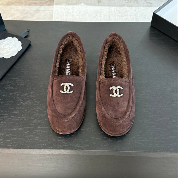 CC Moccasins Earth Brown Suede And Wool