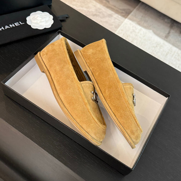 CC Moccasins Yellow Suede And Wool