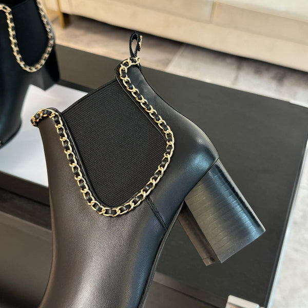 CC Ankle Boots Black Chain Cowhide