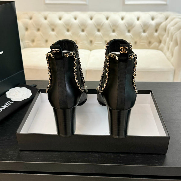 CC Ankle Boots Black Chain Cowhide