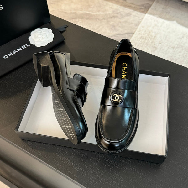 CC Moccasins Glossy Black Cowhide