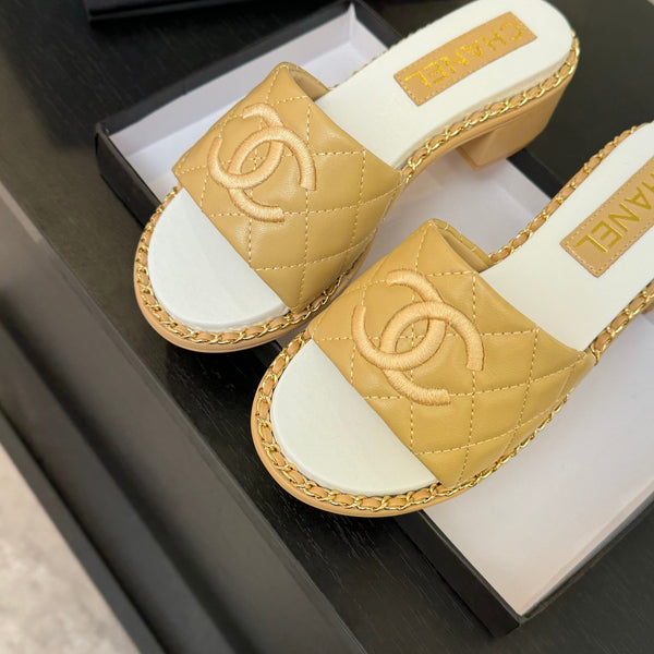 HIGH FLATFORM SLIPPER IN DIJON YELLOW EMBOSSED SHEEPSKIN