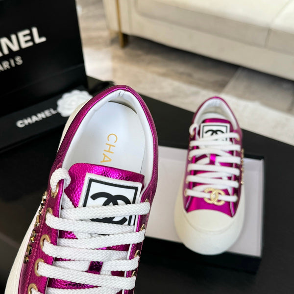 BIG-HEAD COOKIE SHOES IN MAGENTA PURPLE LAMBSKIN