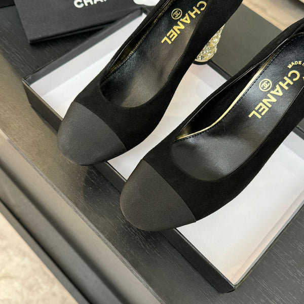 HIGH HEEL 85 MM SANDALS IN BLACK SUEDE AND FABRIC