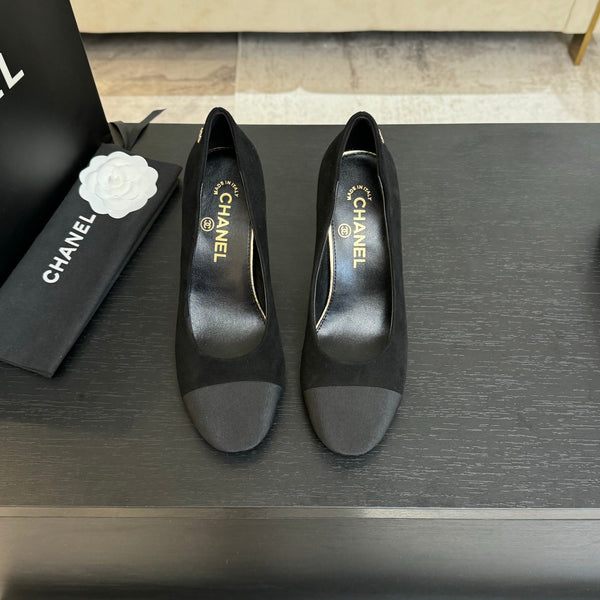 HIGH HEEL 85 MM SANDALS IN BLACK SUEDE AND FABRIC