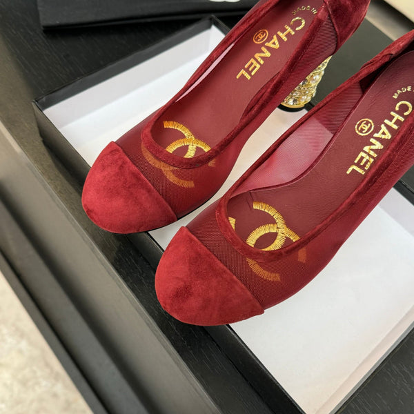 HIGH HEEL 85 MM SANDALS IN CHERRY RED SUEDE AND MESH