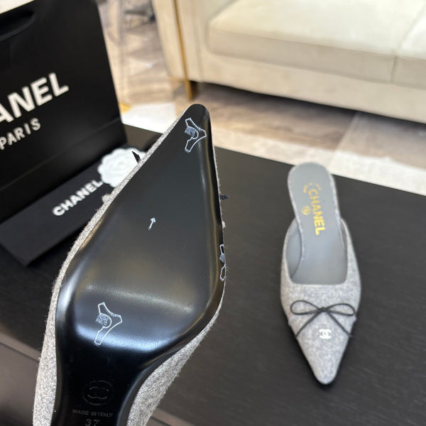 HIGH HEEL MULE 65 MM IN DOVE GRAY FELT COTH