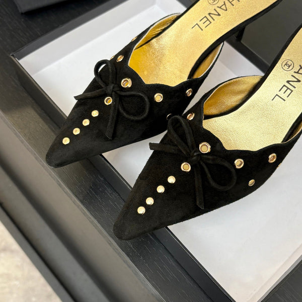 MULE TACCO ALTO 65 MM IN CAMOSCIO NERO