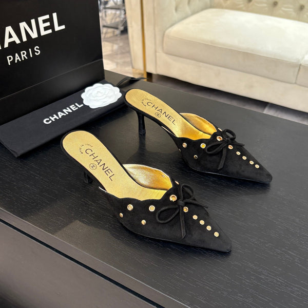 MULE TACCO ALTO 65 MM IN CAMOSCIO NERO