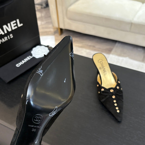 MULE TACCO ALTO 65 MM IN CAMOSCIO NERO