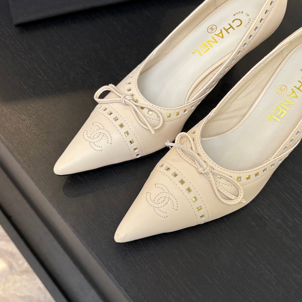 HIGH HEEL PUMP 65 MM IN WHITE CREAM LAMBSKIN